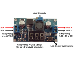 LM2596 Ayarlanabilir Voltmetreli Voltaj Reglatr